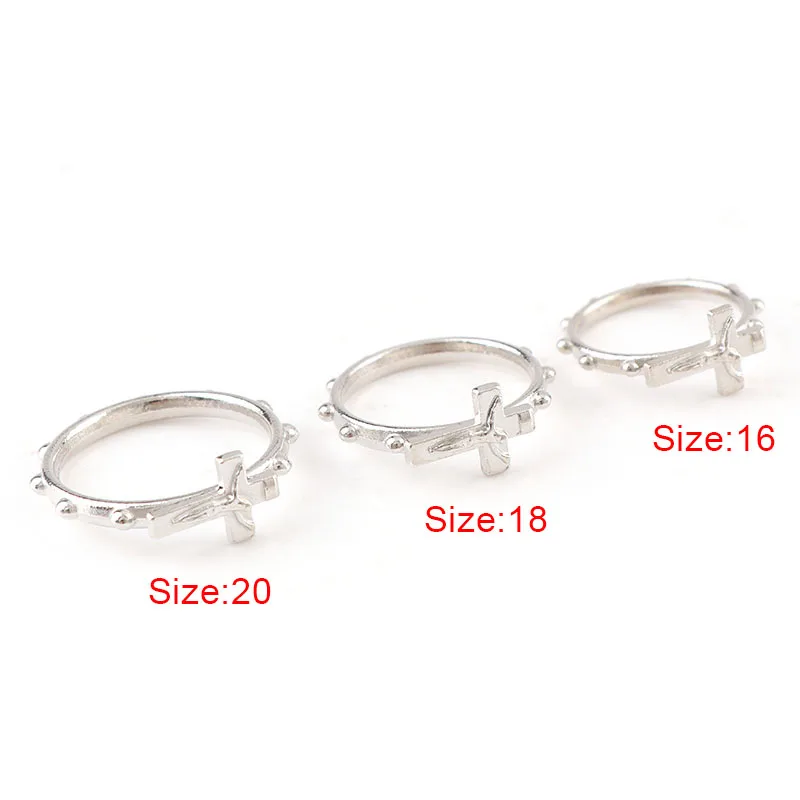 Cross Religious Ring Set 12PCS/pack Silver Color Catholic Wedding Ring Catholic Crucifix Ring Religious Wedding Jewelry Gifts