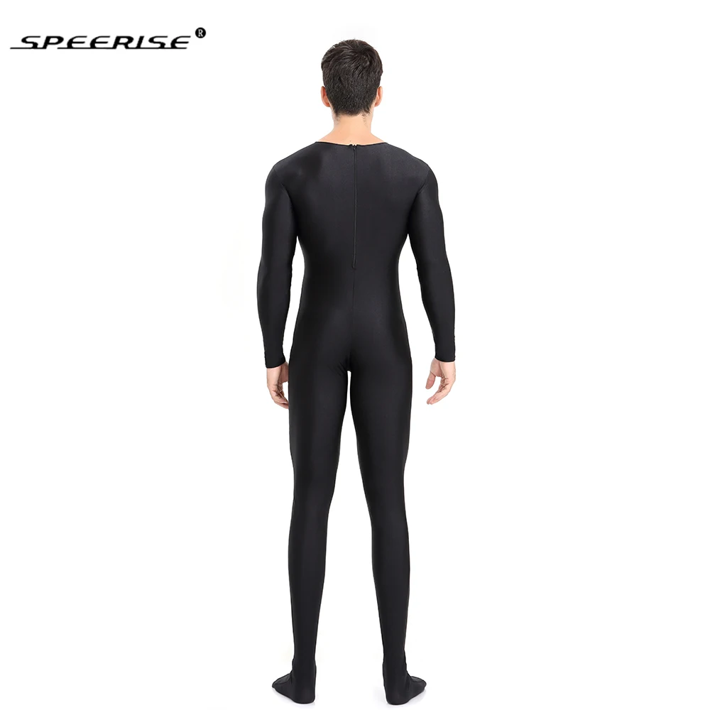 SPEERISE adulto nero Full Body Zentai Spandex Footed Skinny tute strette per donna Cosplay Unitard uomo costumi di Halloween