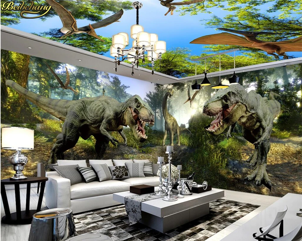 beibehang papel de parede Custom Large Mural Wallpaper 3D Jurassic Age Dinosaur Haunted Theme Whole House wall papers home decor