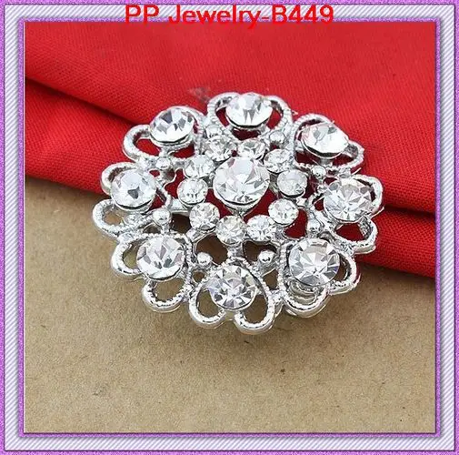 DHL Free Shipping Wholesale Cheap Heart Flower Crystal Pin Brooch Fashion Wedding Jewelry Accessories