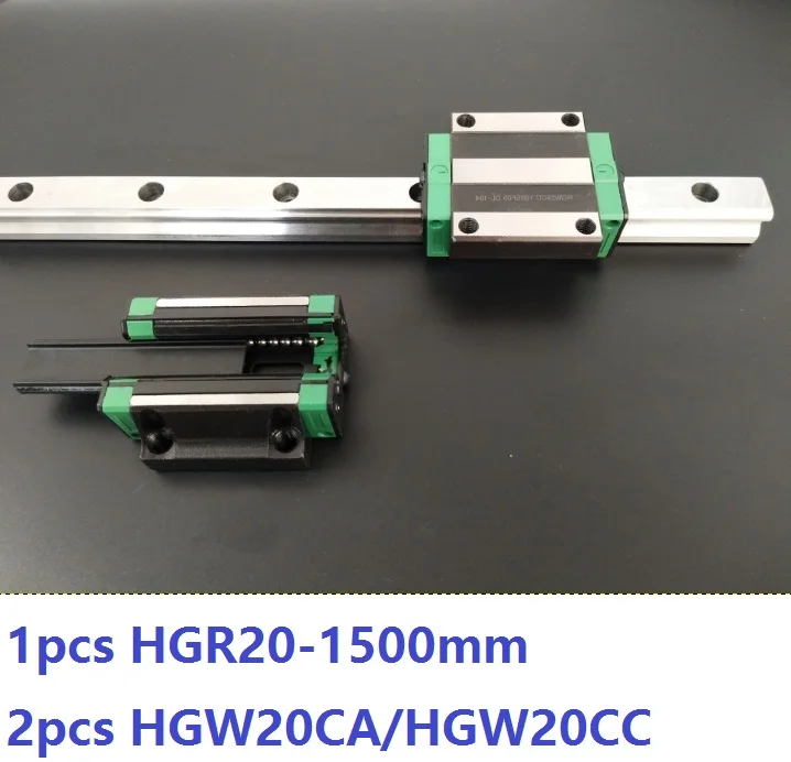 

1pcs linear guide rail HGR20 1500mm + 2pcs HGW20CA/HGW20CC linear carriage blocks for CNC router parts Made in China