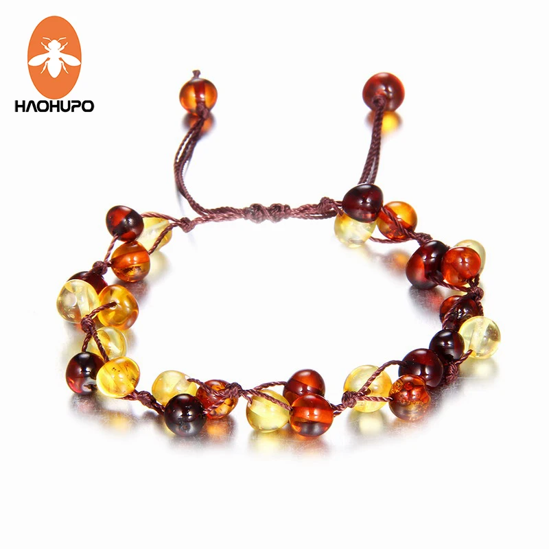 

HAOHUPO Adult Amber Bracelet/Anklet Best Natural Jewelry Gifts for Women Ladies Girls Handmade Multi Color Beads Strand Bijoux