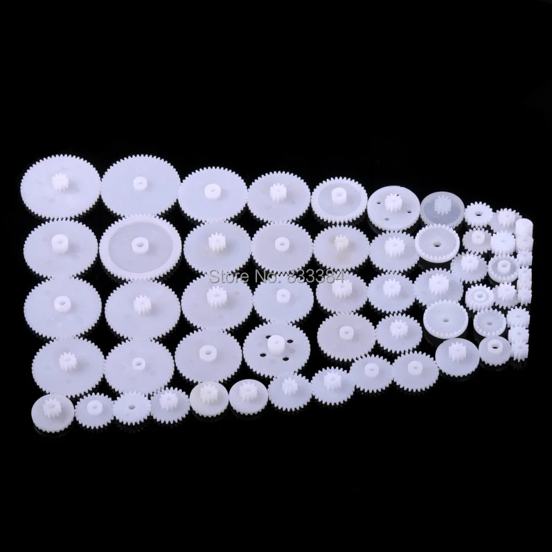 1pack/lot 58 Styles 58pcs Plastic Gears All Module 0.5 Robot Parts Aperture 1.5/2/2.5/3 for DIY