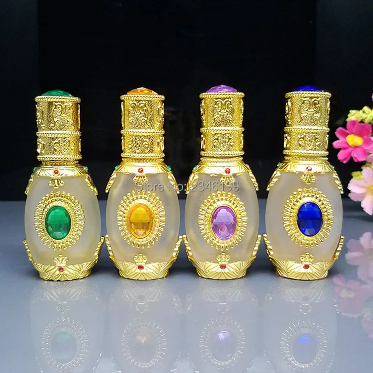 

8ML 12ML 20pcsGold Glass Crystal Essential oil Dropper Bottle Pigment Perfume Container Vials Portable Empty Cosmetic Packaging