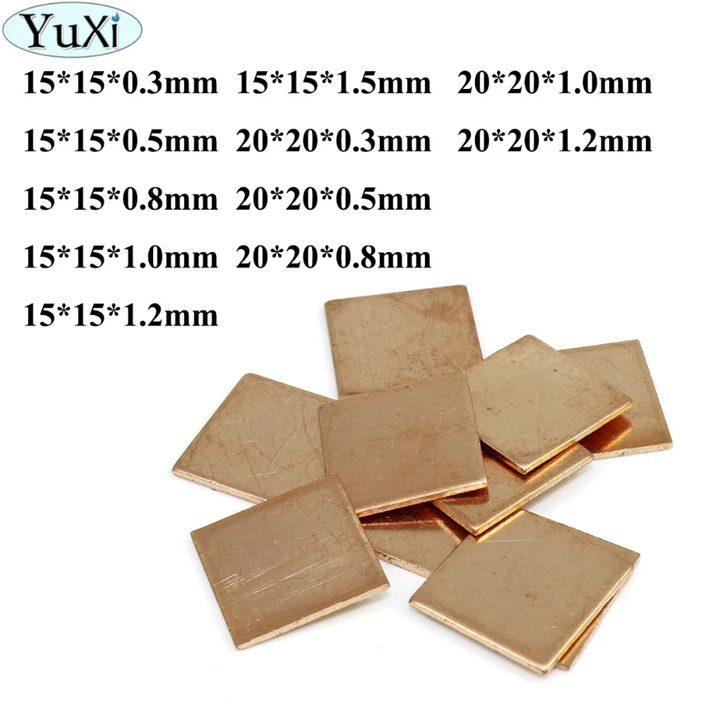 YuXi 1pcs 15mm x 15mm DIY Copper Heatsink thermal Pad for Laptop GPU CPU VGA Chip RAM Copper sheet for Mobile phone repair tool