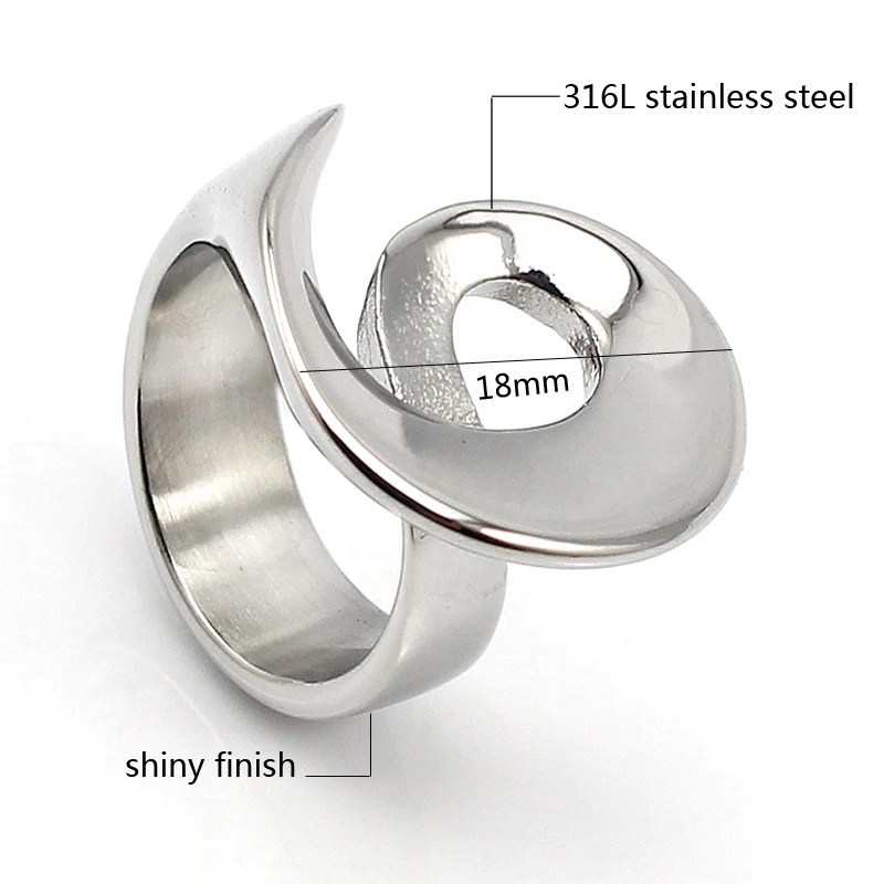 Ring Fashion Jewelry 2017 Novel Stainless Steel Irregular Ring Women Silver Color Cocktail Party Finger Ring