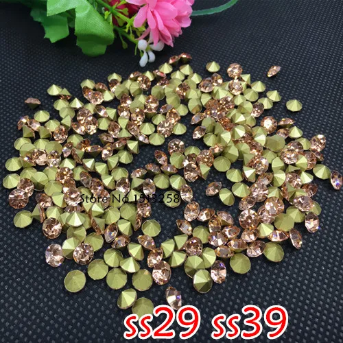 ss29 ss39 Light Peach Color Glass Chatons Pointback Crystal Stones For Jewelry ,Hair Accessory Making