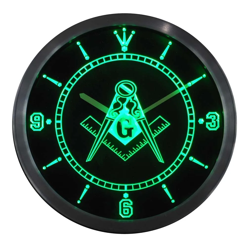 nc0087 Masonic Mason Freemason Neon Light Signs LED Wall Clock