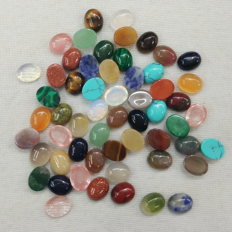 Fashion assorted natural stone Oval CAB CABOCHON 8x10mm mix beads for jewelry making wholesale 50pcs/lot free shipping