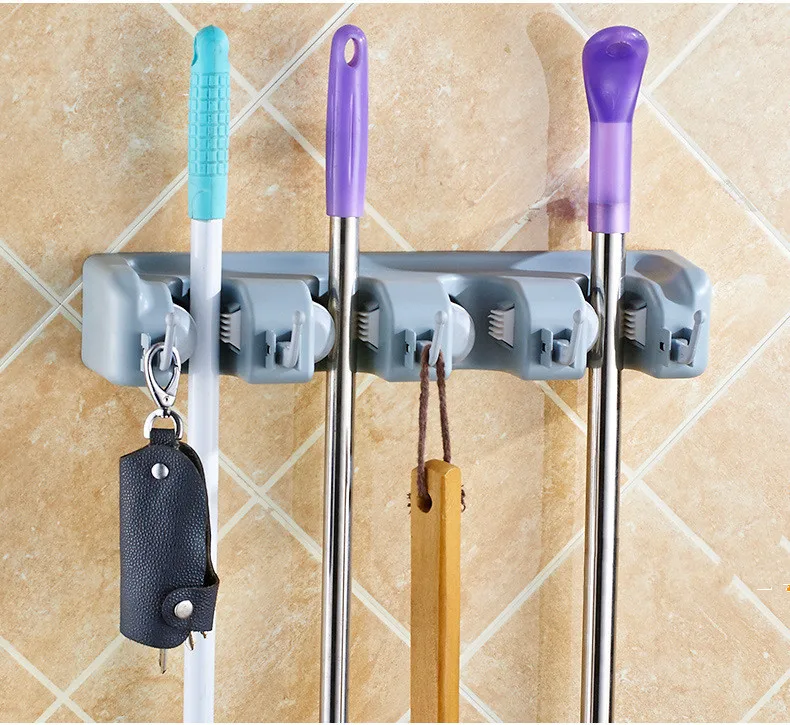 1PC Kitchen Wall Mounted Hanger Storage Rack 3-5 Position Kitchen Mop Brush Broom Organizer Holder NG 004