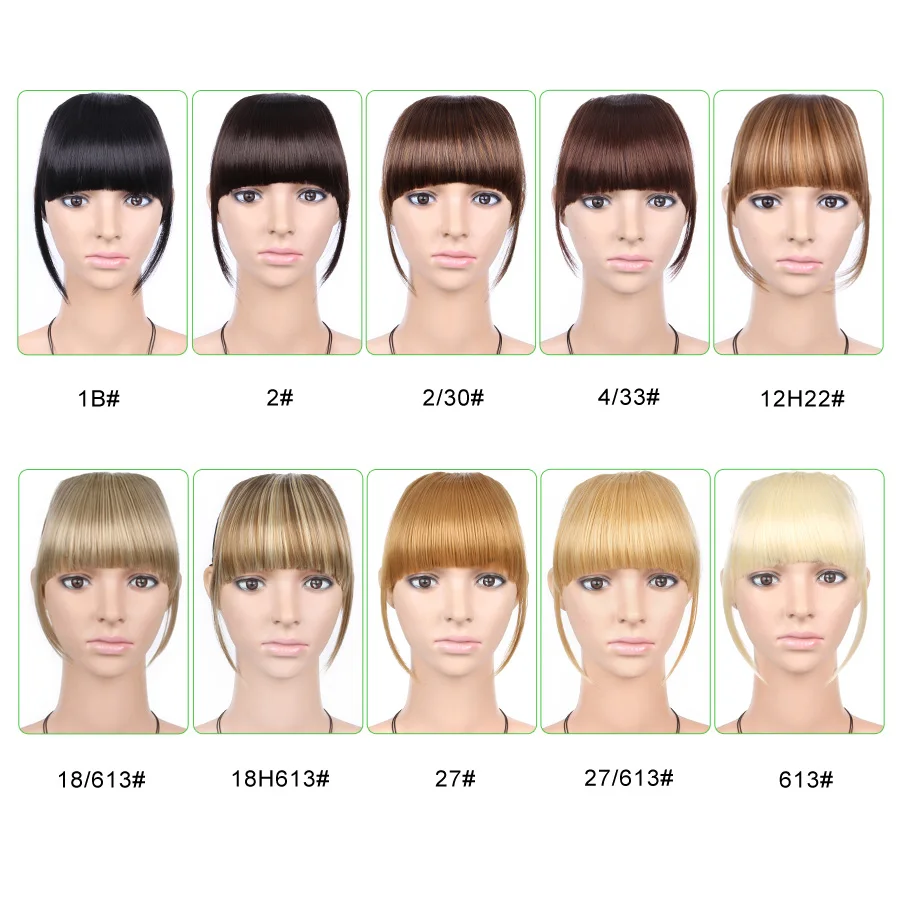 AliLeader Synthetic Neat Front False Fringe Clip In Bangs Hairpiece With High Temperature Hair