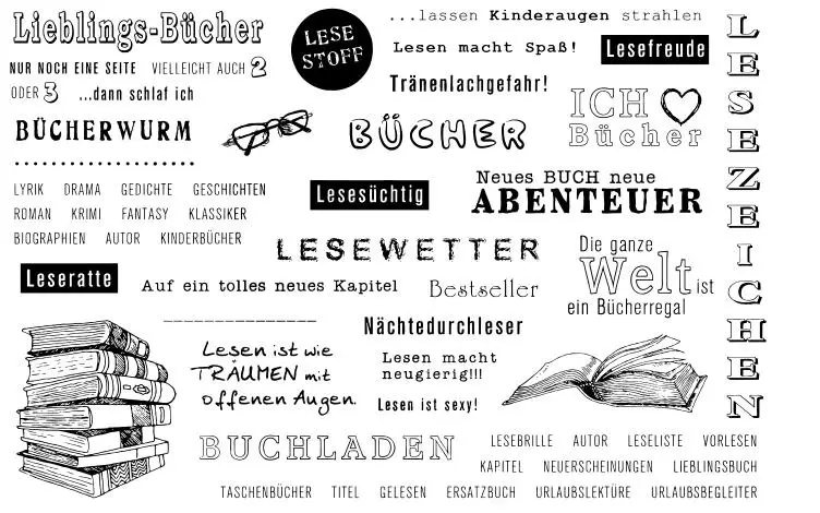 German Lieblings Bucher Clear Stamps Scrapbook Paper Craft Clear Stamp Scrapbooking X0291