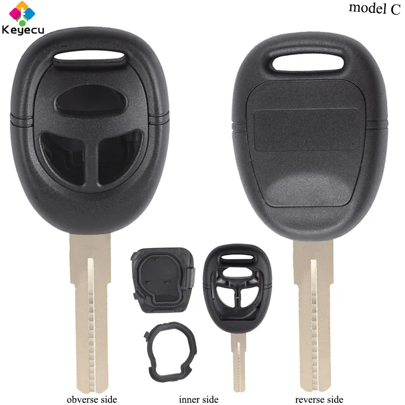 KEYECU Remote Head Car Key Shell Case With Uncut Blade 3 Buttons Fob for Saab 9.3 9.5 9-5 9-3 1999 2000 2001 2002 2003 2004-2009