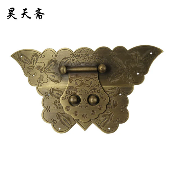 

[Haotian vegetarian] antique copper box butterfly face page / box button HTN-047