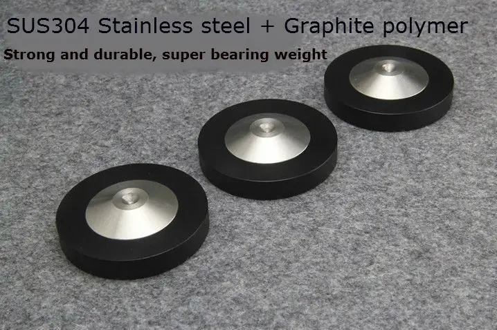 4pcs 49*13mm black stainless steel Graphite polymer amplifier feet pad bookshelf speaker CD player Shockproof mat anvil