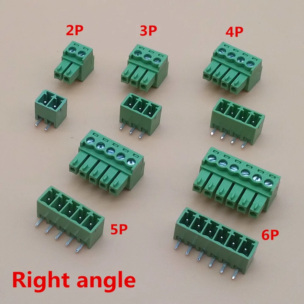 

10 Sets 3.81mm 2/3/4/5/6/7/8 pin Right Angle Terminal Plug Type 3.81 Pitch Connector Pcb Screw Terminal Block