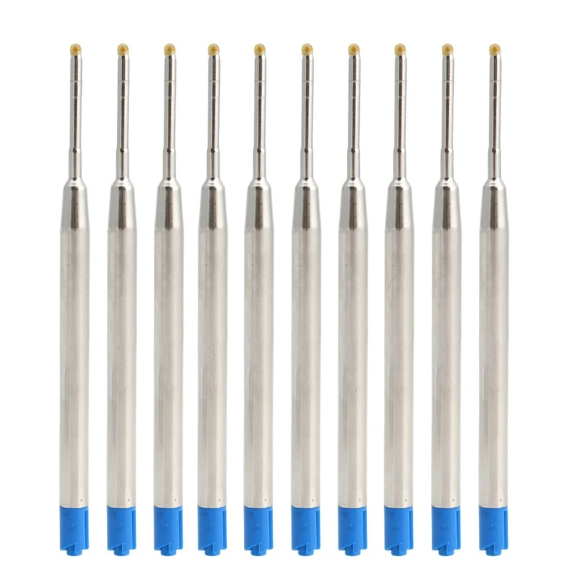 Top Quality 10pcs Universal Standard Style Blue Ink 1MM Medium Nib Ball Point Pen Refills Feb7