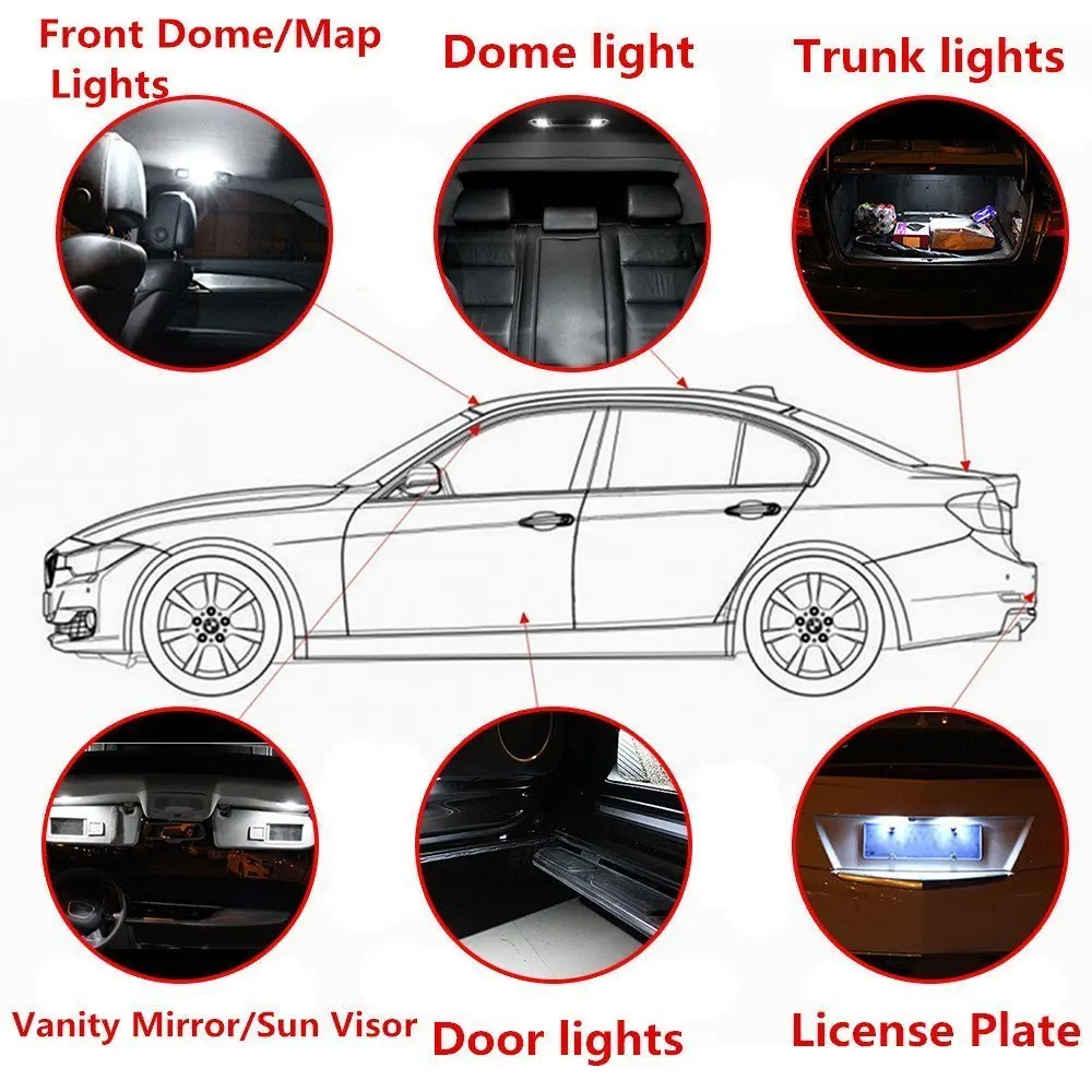 Map Led Light For Audi Q5 Car Interior Light Replacement Bulbs Dome Lamp Bright White Rear Dometrunk Light T10 36mm 13pcs