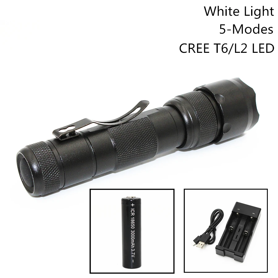 1200LM XML T6 L2 LED Flashlight 502B Torch 5 Modes White Light Aluminum Lamp 18650 Powerful Tactical Lanterna