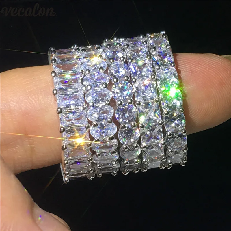 7 Style Fashion Finger Promise ring 5A Zircon Cz 925 Sterling Silver Engagement wedding Band rings for women Men jewelry