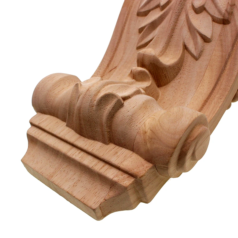 VZLX Vintage Plant Wood Carved Corner Applique Decorate Frame Cabinet Fireplace Door Furniture Decorative Wooden Figurines