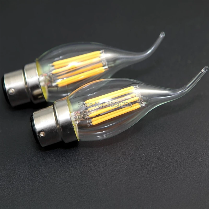 6W 600LM COB LED Filament Candle Light Dimmable E12 E14 E27 B22 B15D LED Bulb Light AC110V/220V