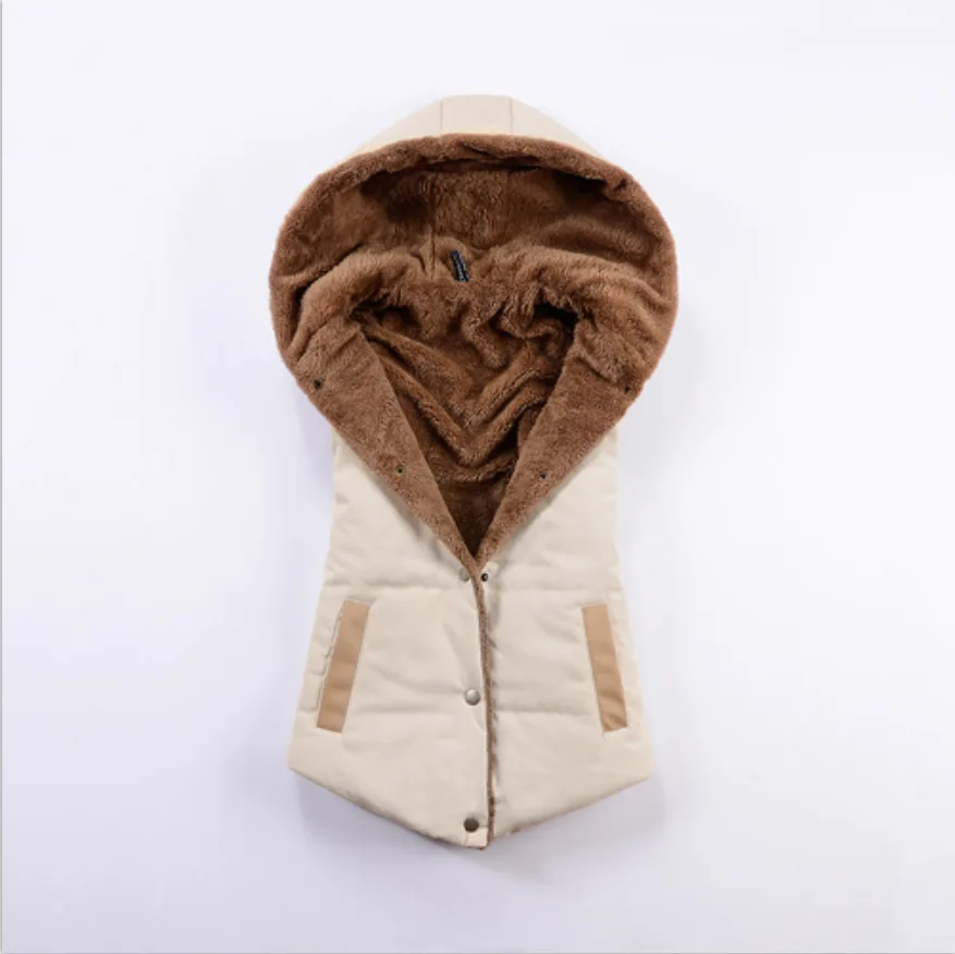 Vest Women 2020 Autumn/Winter Waistcoat Hooded Thick Warm Down Cotton Wool Collar Vest Female Large Size M-3XL Jacket&Outerwear