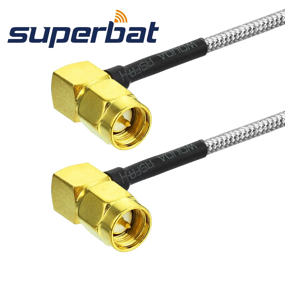 Superbat SMA Plug Right Angle to Male Right Angle Patch Lead RG405 10cm for Wi-Fi Radios