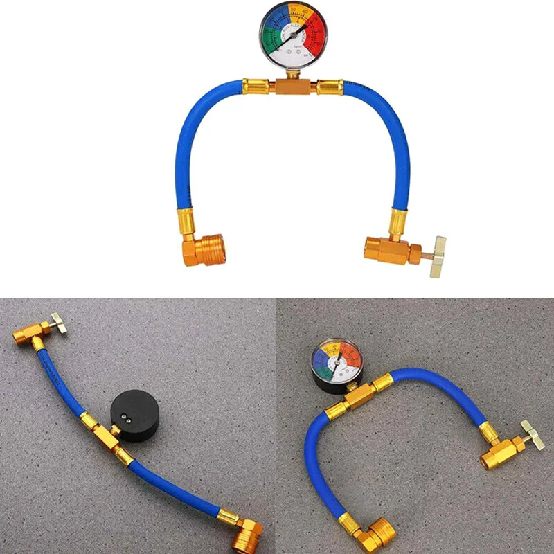 Car R134a Recharge Measuring Hose Can Tap with Gauge Durable A/C Refrigerant Charging Pipe