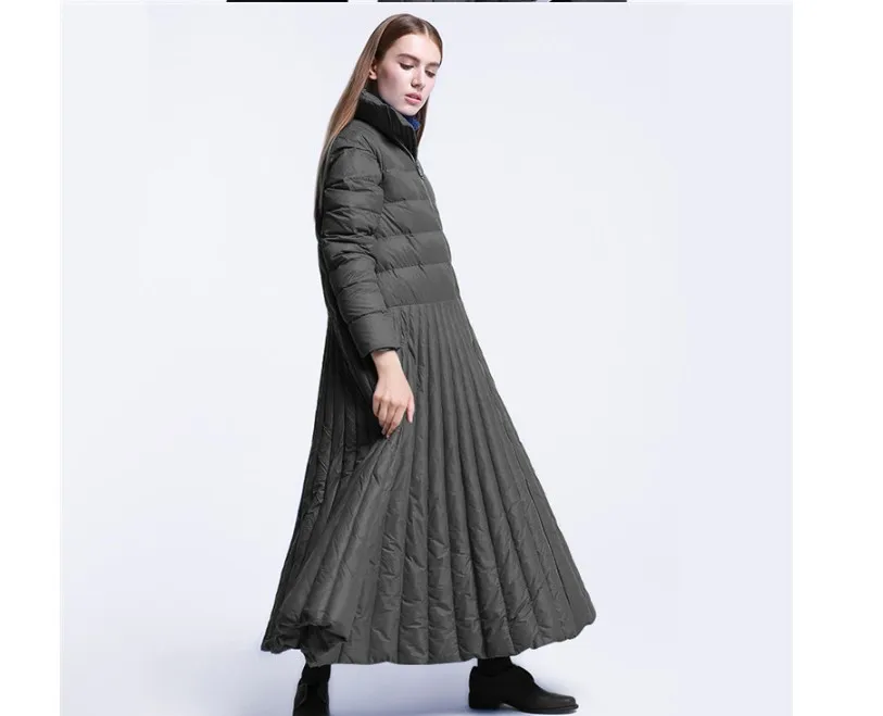 Imagem -05 - Jaqueta Feminina Longa Estilo Saia Cabolsa com Design Especial Parkas Tamanho Grande Azul Roupa Quente Casual Feminina para Outono e Inverno 2023