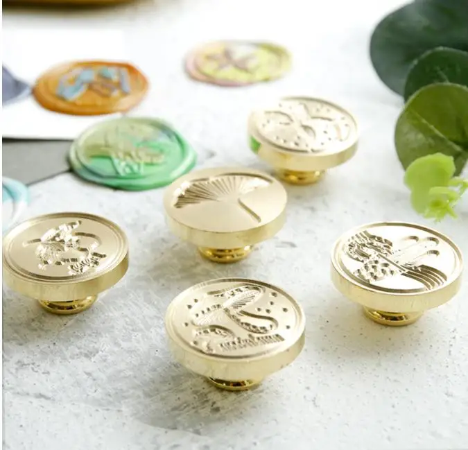 Retro Wood Stamp Plant Flower Maple Palm Ginkgo Leaves Coconut Tree Sealing Wax Seal Stamp Post Wedding Decorative Stamp