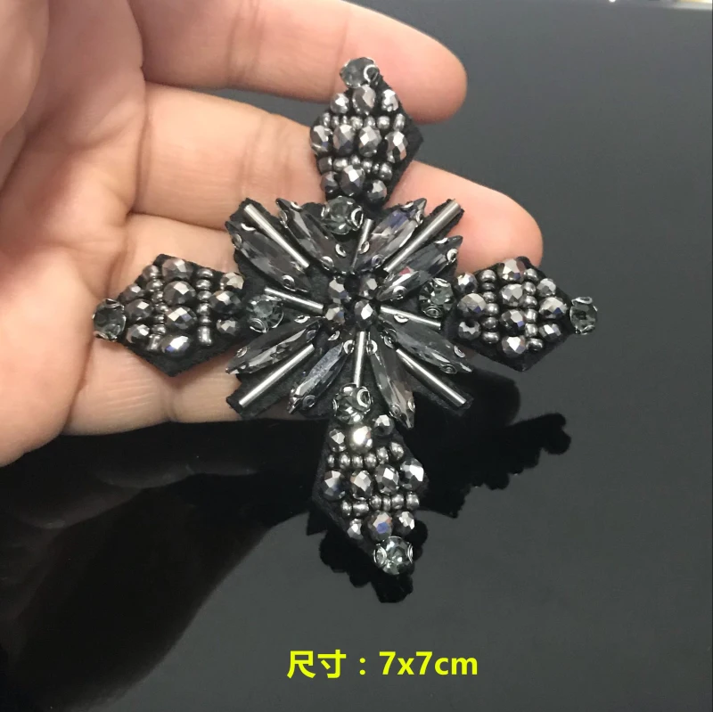 3 pz/lotto mano-chiodo bead abbigliamento patch bag materiali ausiliari fai da te industrie pesanti croce 3D bead patch mano decorazione applique