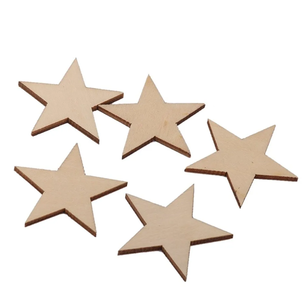 Star Shape Wooden Embellishments for Crafts 50mm Pack of 25pcs  7NK162