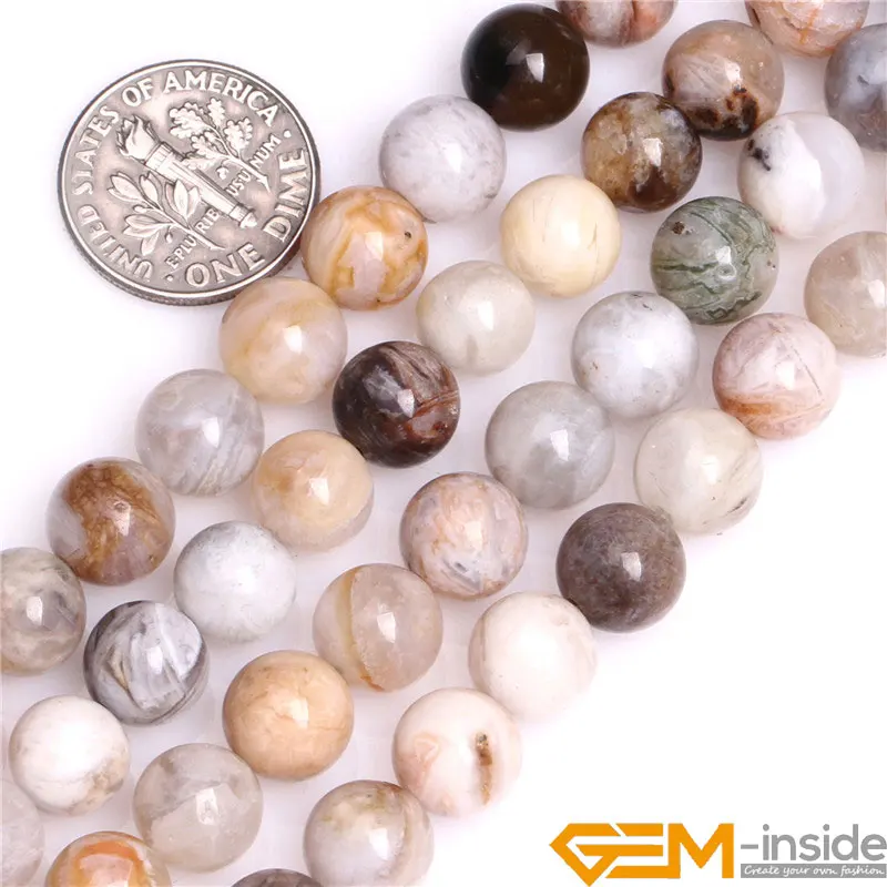 4mm 6mm 8mm Round Cream White Natural Bamboo Agates Stone Spacer Beads DIY Loose Beads For Jewelry Making Strand 15\