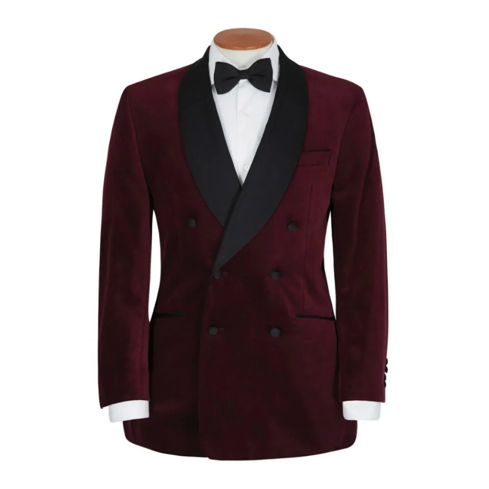 

Latest Coat Pant Designs Burgundy Velvet Men Suit Smoking Jacket Prom Tuxedo Slim Fit 2 Piece Custom Groom Blazer Suits Ternos