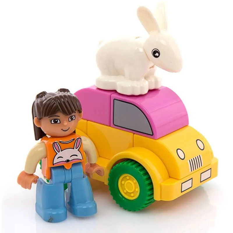 Big Size Happy bunny car Bricks City Creative Bricks Toy Educational Building Block Bricks  brinquedos