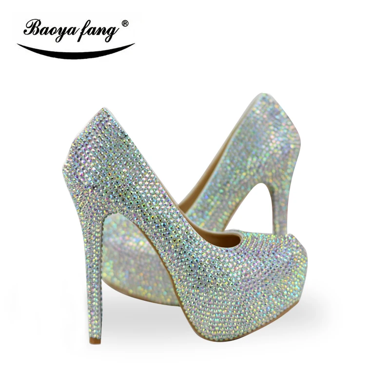 New Arrival Shining crystal women wedding shoes Bride fashion Rhinestone party dress shoes female Bling Bling shoes