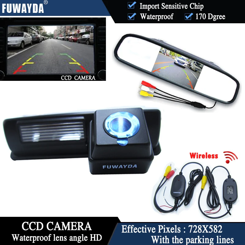 FUWAYDA Color CCD Chip Car RearView Camera for Toyota HARRIER / ALTEZZA/PICNIC/ECHO VERSO/CAMRY+4.3 Inch rearview Mirror Monitor