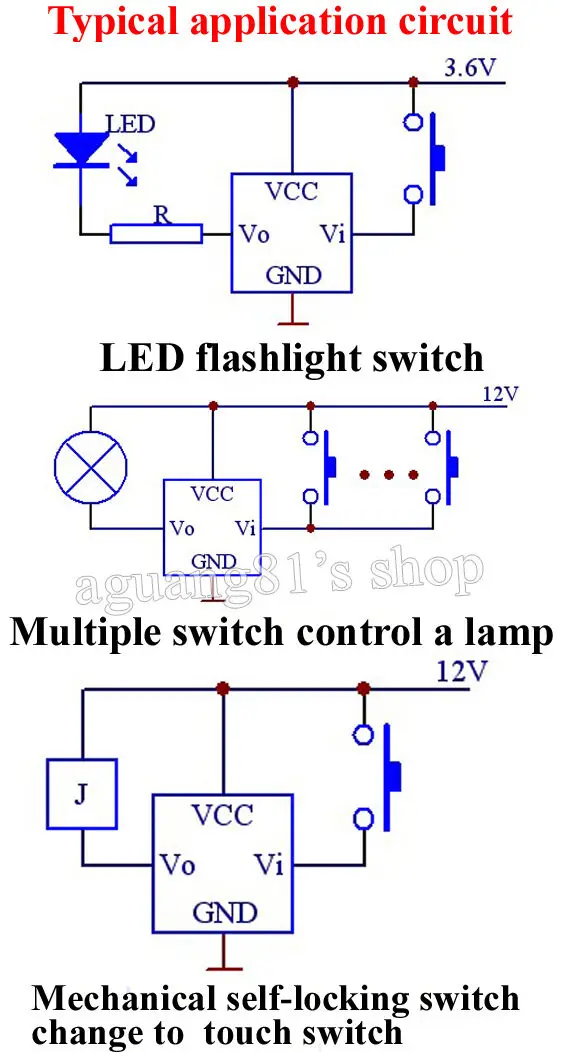 3-15v Flip-Flop Latch Switch Circuit Module Bistable Multivibrator Module 12v 9v Self-locking switch Micro / Flashlight Switch