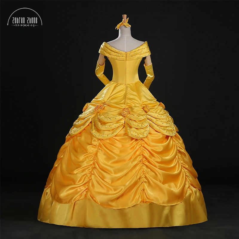 Top Quality Princess Belle Dress Luxury Crystal Cosplay Costume Dress For Women Halloween