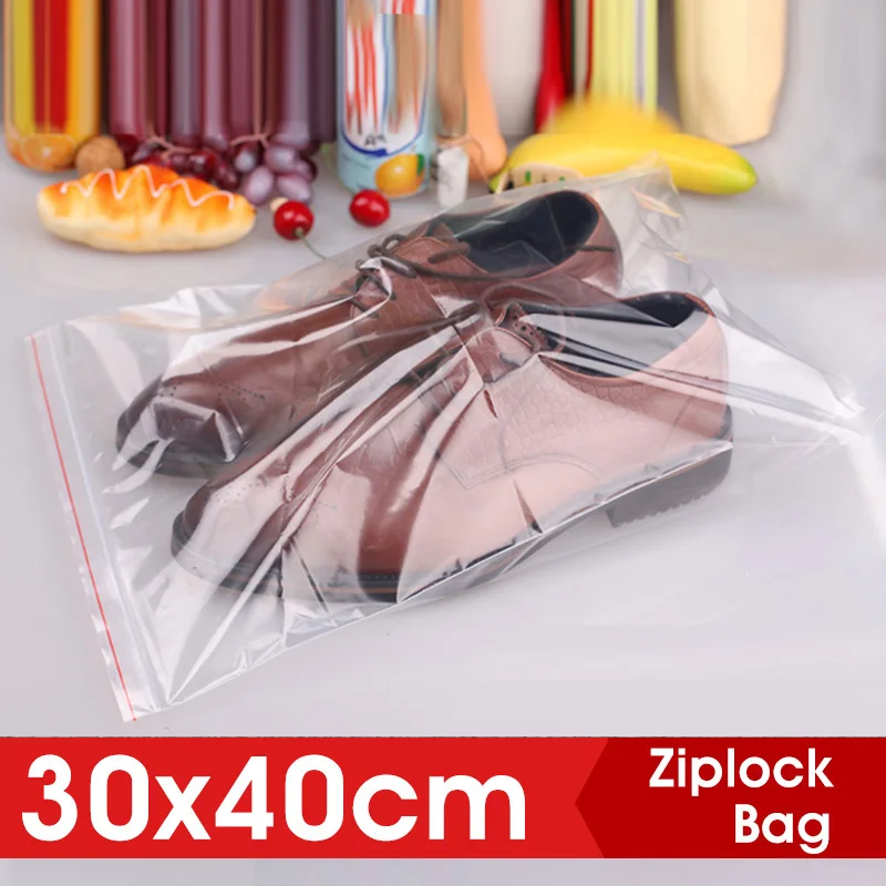 

30x40cm Clear Plastic Ziplock Bags Clothes Sundries Zip Lock Plastic Bags With Zipper Thick Shoes Garment Storage Bag Organizer