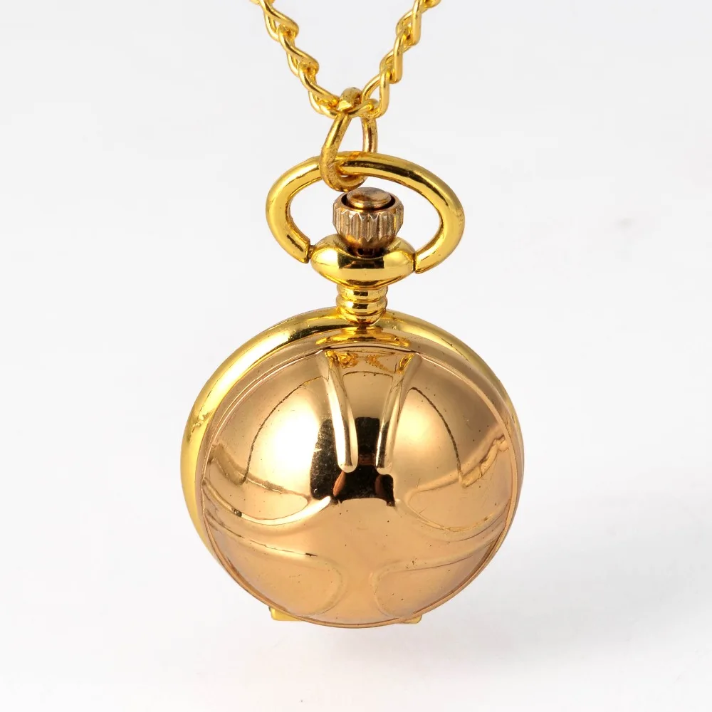 Retro Snitch Ball Shaped Quartz basketball  Pocket Watch Fashion Sweater Angel Wings Necklace Chain Gifts for Men Women