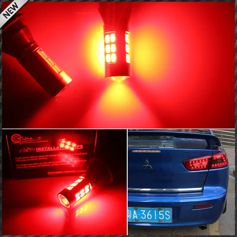 2pcs 21-SMD White/Red Dual-Color 7440 7444 T20 LED Replacement Bulbs For Car Backup Reverse Lights & Rear Fog Lamp Conversion