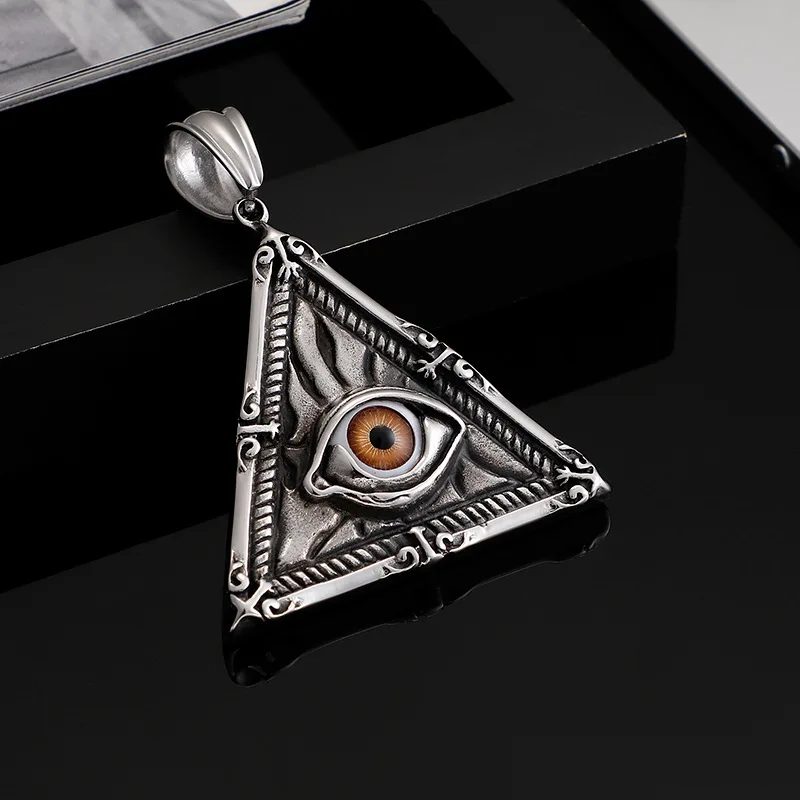 Stainless Steel Triangle Pendant Horus Eye Retro Punk Titanium Steel Pendant Personality Jewelry