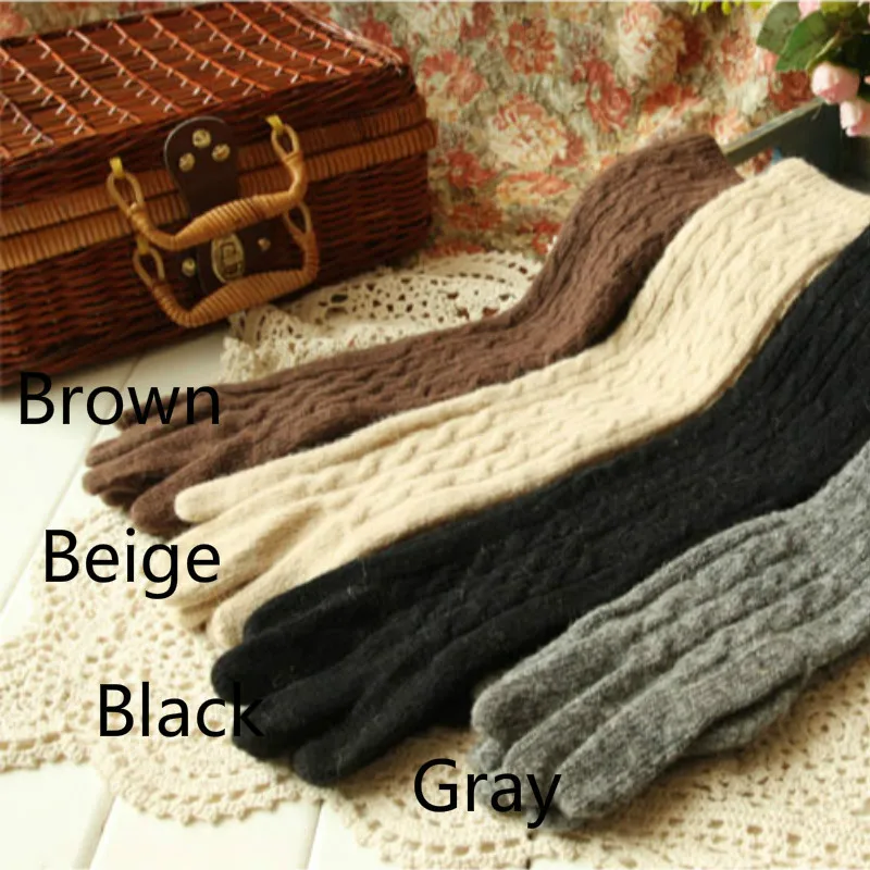 Women\'s Winter Elegant Woolen Long Gloves Arm Warmer Cloak Finger Extended Long Gloves Mittens High Quality New