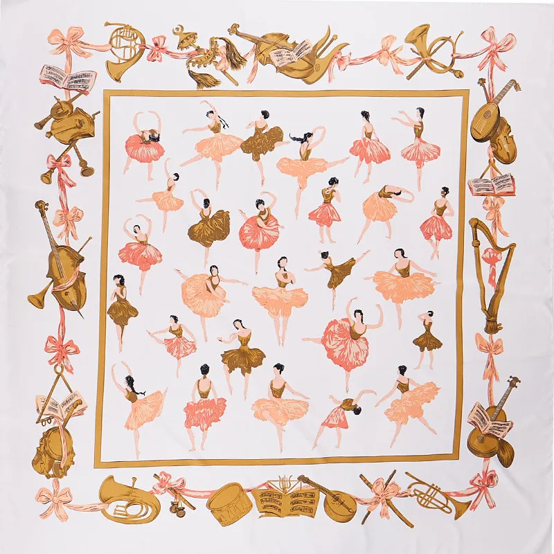 Pobing 100% sarja lenço de seda feminino dança menina quadrada cachecóis grande bandana luxo lenço hijab lenço cabeça feminina foulard