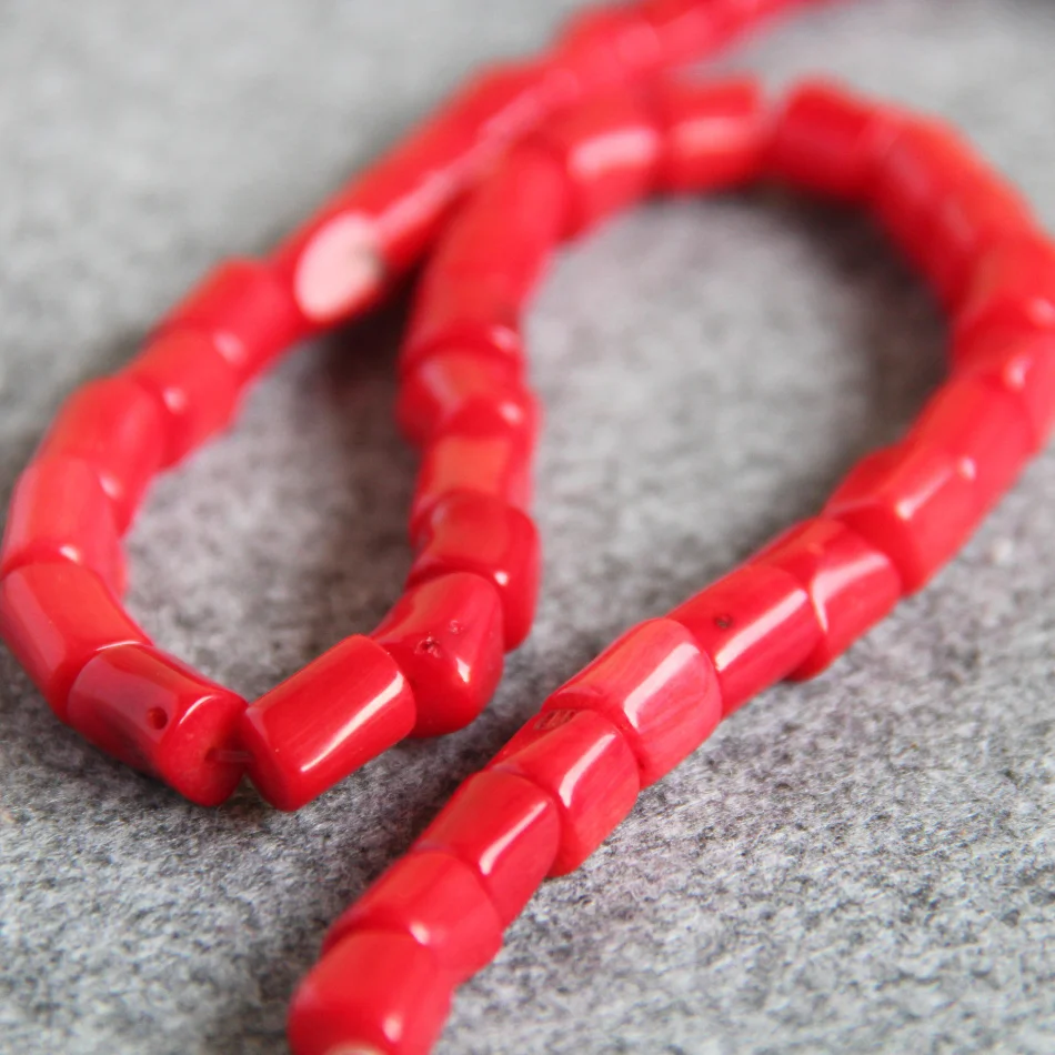 8-10mm Naturally Red Coral Sea Bamboo Beads For Jewelry Making DIY Necklace Bracelet Cylindricality Design Wholesale