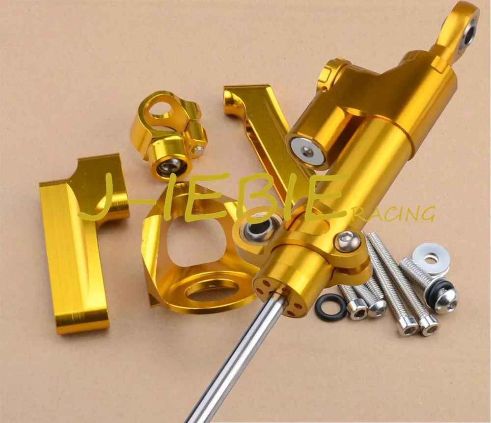 CNC Steering Damper Stabilizer and Gold Bracket Mounting For Suzuki GSXR1300 GSXR 1300 hayabusa 1999-2016 2001 2007 2010 2013