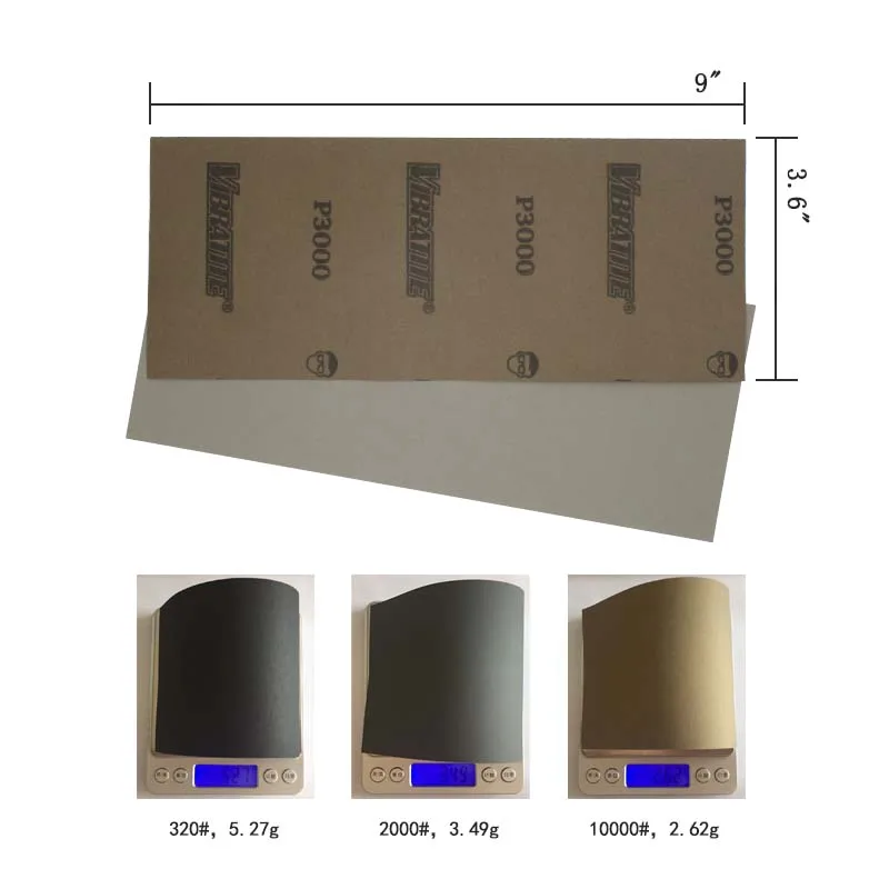 42 Uds. Papel de lija impermeable de grano 320 a 10000 9 "x 3,6" para acabado de muebles de madera, lijado de Metal y pulido automotriz