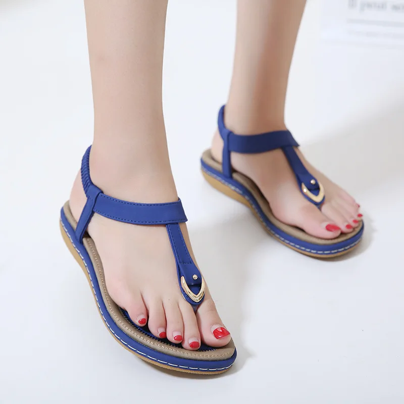 Summer Shoes Women Bohemia Ethnic Flip Flops Soft Flat Sandals Woman Casual Comfortable Plus Size Wedge Sandals 35-45